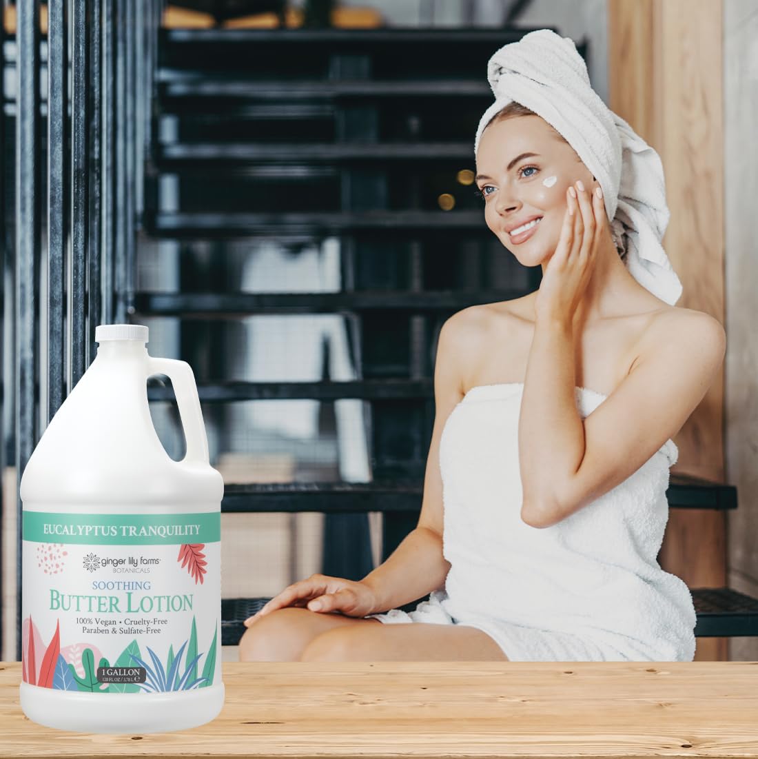 Ginger Lily Farms Botanicals Soothing Butter Lotion – Eucalyptus Tranquility, 100% Vegan & Cruelty-Free, 1 Gallon Refill