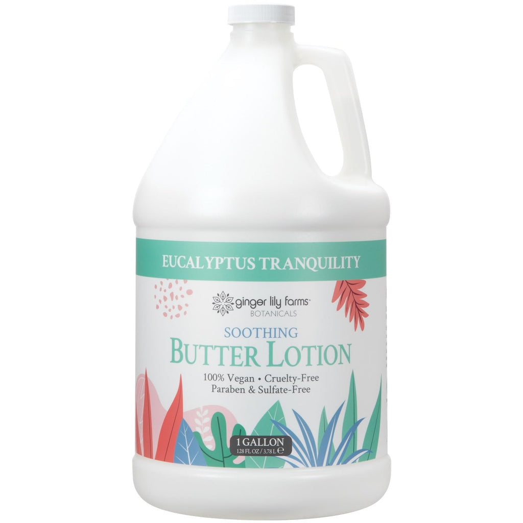 Ginger Lily Farms Botanicals Soothing Butter Lotion – Eucalyptus Tranquility, 100% Vegan & Cruelty-Free, 1 Gallon Refill