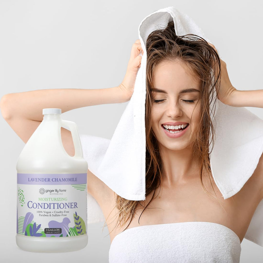 Ginger Lily Farms Botanicals Moisturizing Conditioner – Lavender Chamomile, 100% Vegan & Cruelty-Free, 1 Gallon Refill