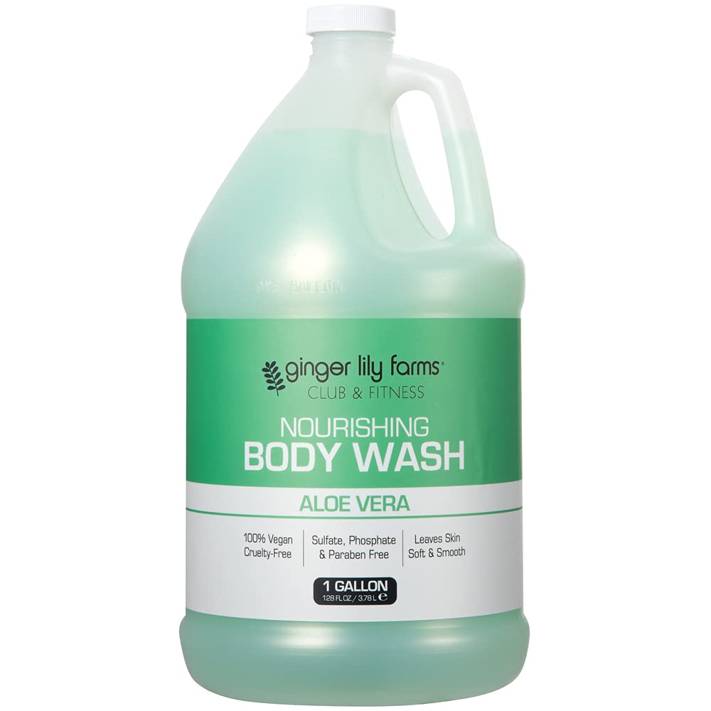 Ginger Lily Farms Club & Fitness Nourishing Body Wash – Vegan, Cruelty-Free Aloe Scent (128 Fl Oz x4)