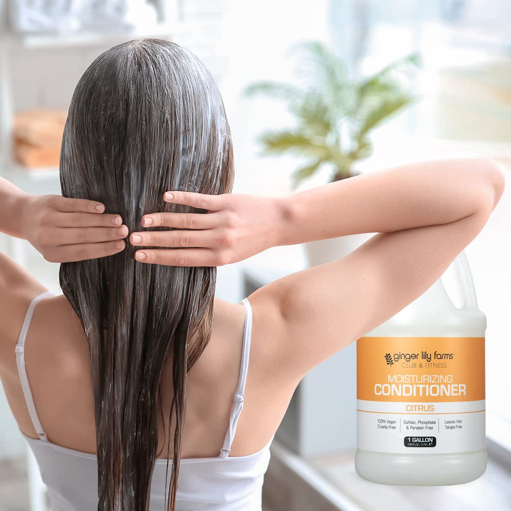 Ginger Lily Farms Club & Fitness Citrus Moisturizing Conditioner — 1 Gallon (Pack of 4) | 100% Vegan