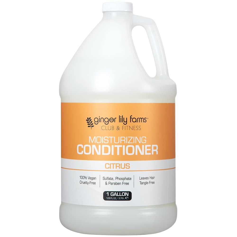 Ginger Lily Farms Club & Fitness Citrus Moisturizing Conditioner — 1 Gallon (Pack of 4) | 100% Vegan