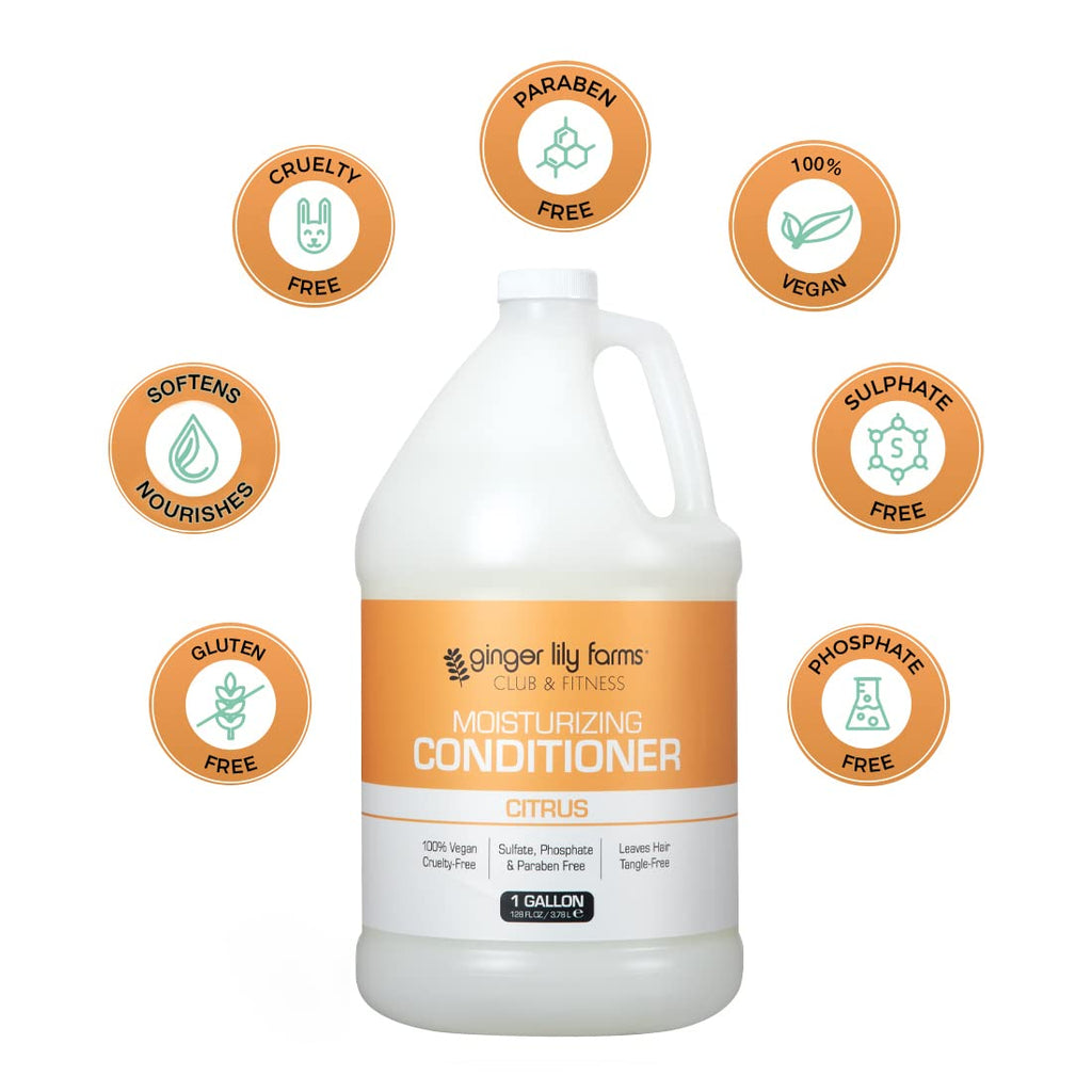 Ginger Lily Farms Club & Fitness Moisturizing Conditioner – 1 Gallon, Vegan, Cruelty-Free, Citrus