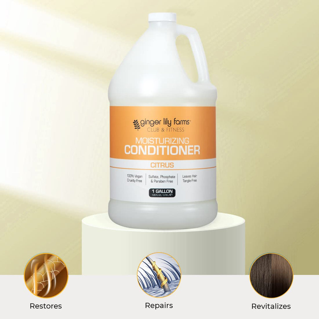 Ginger Lily Farms Club & Fitness Moisturizing Conditioner – 1 Gallon, Vegan, Cruelty-Free, Citrus
