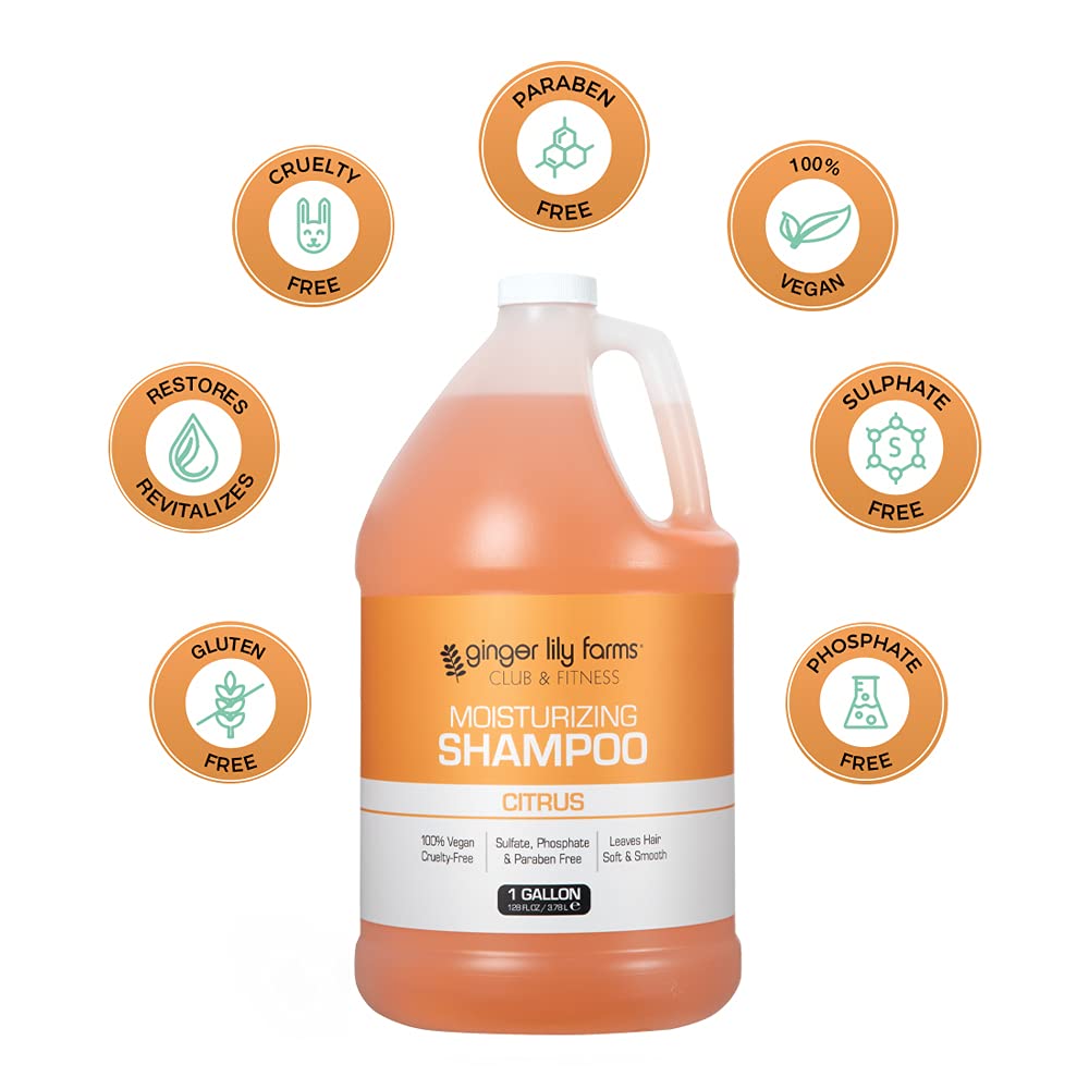 Ginger Lily Farms Club & Fitness Moisturizing Shampoo – 1 Gallon Refill, Vegan & Cruelty-Free
