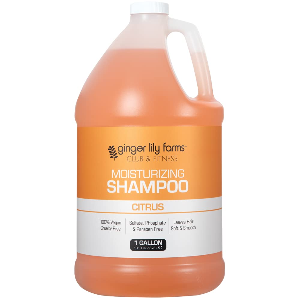 Ginger Lily Farms Club and Fitness Citrus Moisturizing Shampoo – 1 Gallon Refill (Pack of 4) | All Hair Types | Vegan and Cruelty-Free