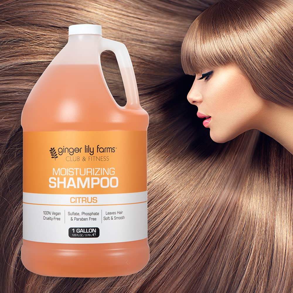 Ginger Lily Farms Club and Fitness Citrus Moisturizing Shampoo – 1 Gallon Refill (Pack of 4) | All Hair Types | Vegan and Cruelty-Free