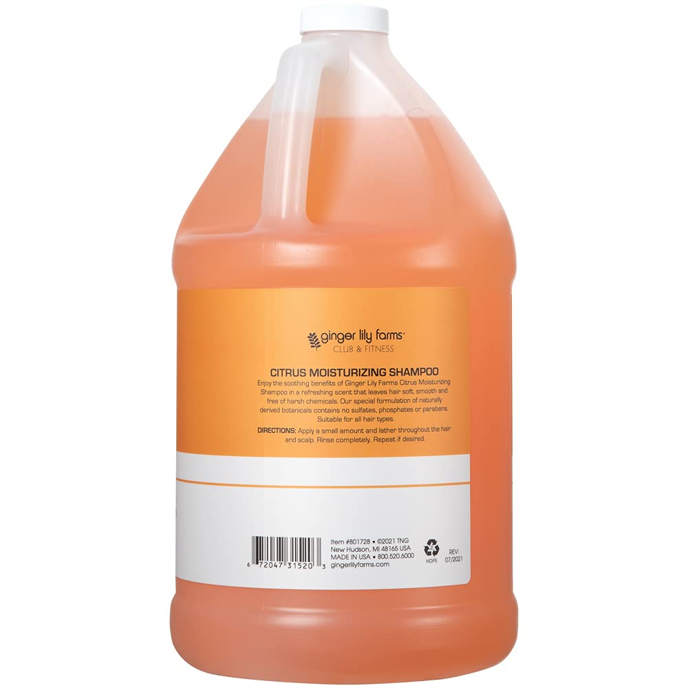Ginger Lily Farms Club and Fitness Citrus Moisturizing Shampoo – 1 Gallon Refill (Pack of 4) | All Hair Types | Vegan and Cruelty-Free