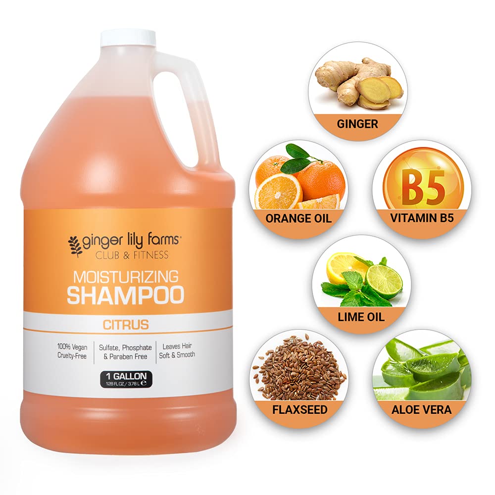 Ginger Lily Farms Club & Fitness Moisturizing Shampoo – 1 Gallon Refill, Vegan & Cruelty-Free