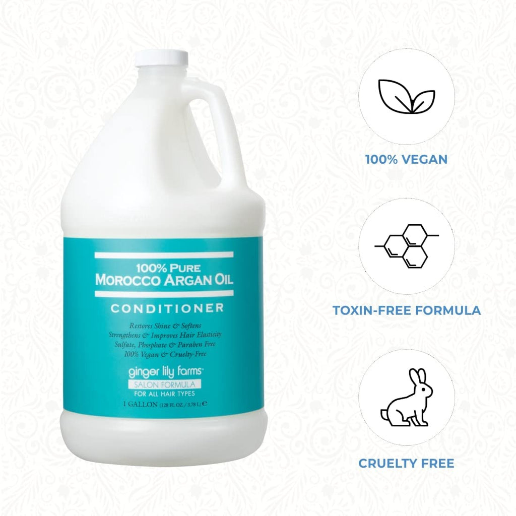 Ginger Lily Farms Salon Formula Moroccan Argan Oil Conditioner – 4 x 32 oz, Vegan & Cruelty-Free