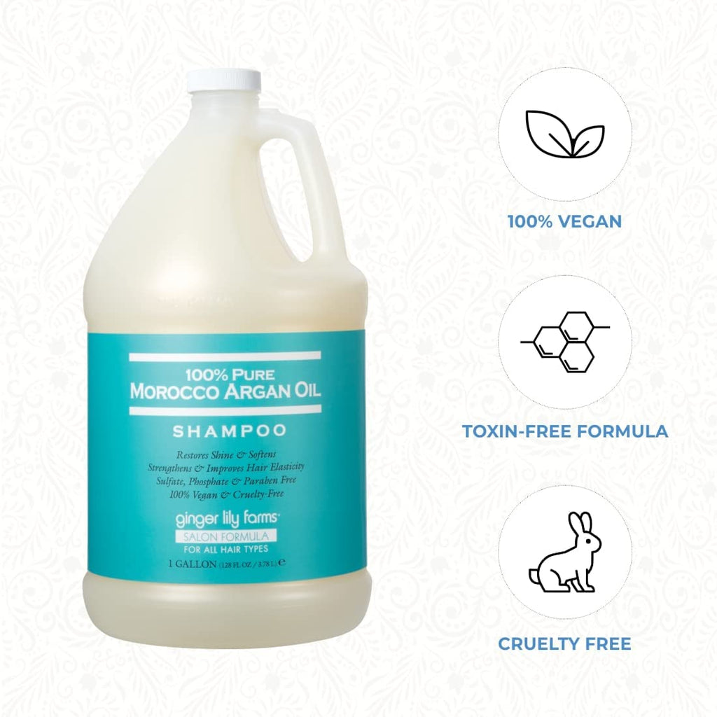 Ginger Lily Farms Salon Formula Argan Oil Shampoo – 1 Gallon Refill, Pack of 4 | Vegan & Cruelty-Free