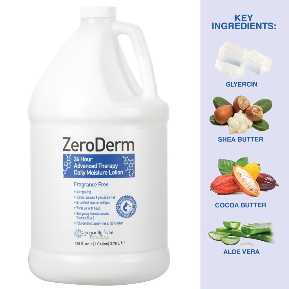 ZeroDerm 24H Advanced Therapy Lotion – Allergen-Free, Fragrance-Free Refill (1 gal) | Ginger Lily Farms