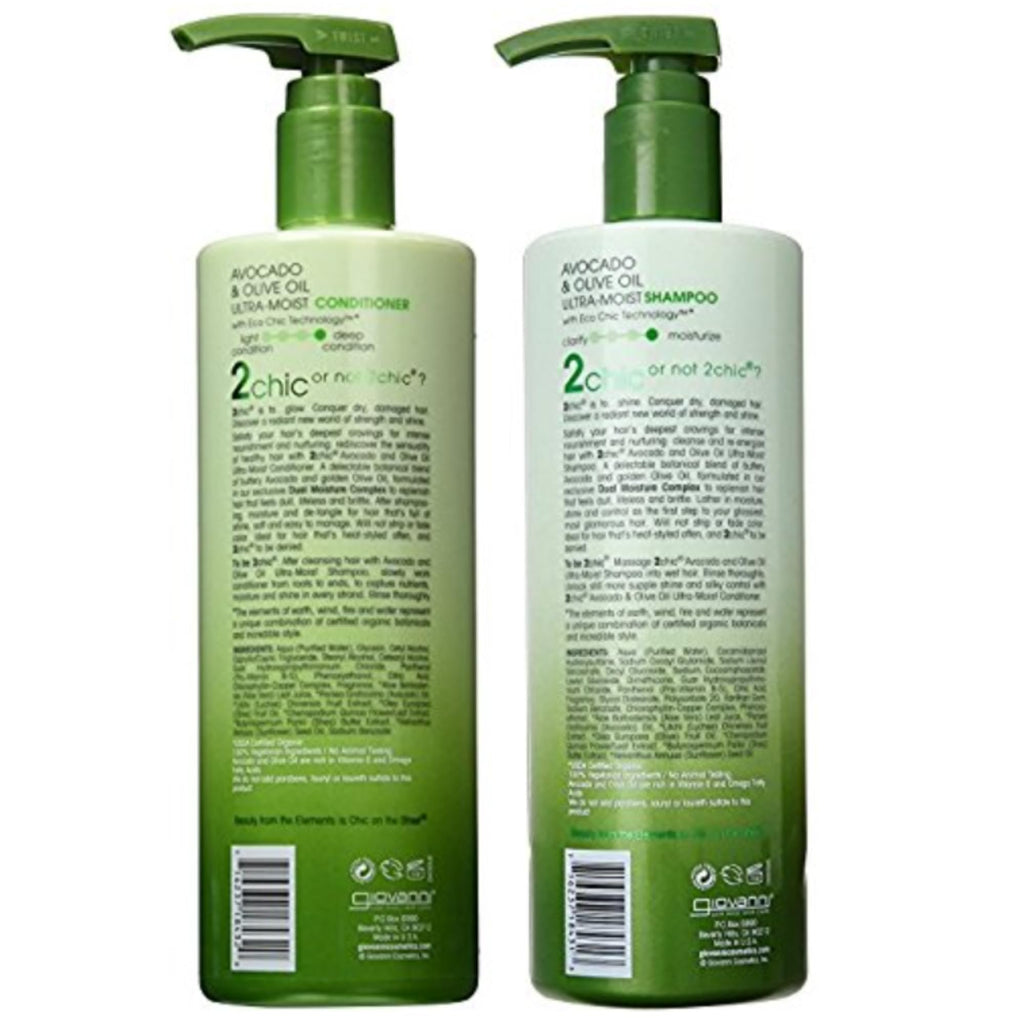 Giovanni 2Chic Ultra-Moist Avocado & Olive Oil Shampoo & Conditioner Set – Sulfate-Free & Color-Safe