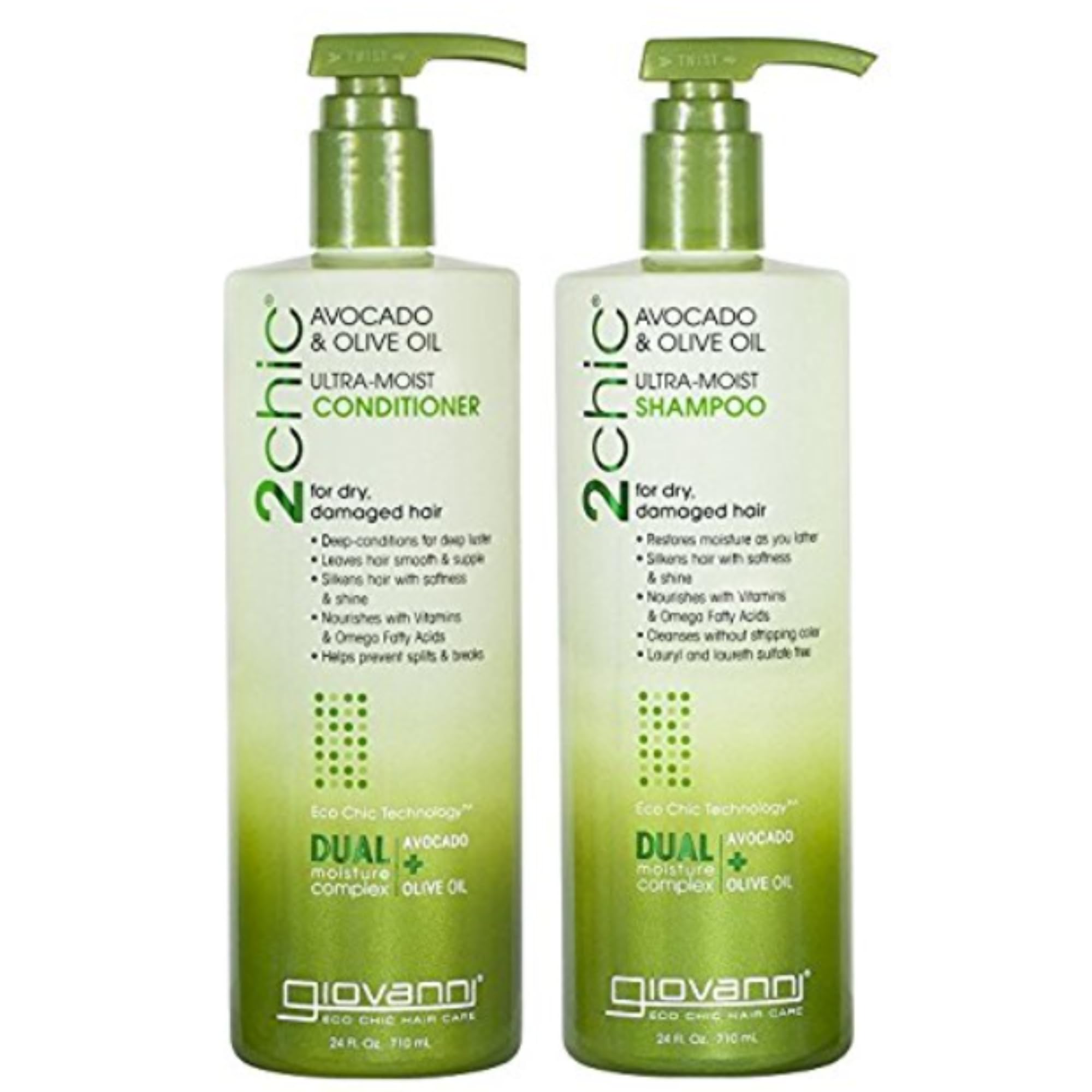 Giovanni 2Chic Ultra-Moist Avocado & Olive Oil Shampoo & Conditioner Set – Sulfate-Free & Color-Safe