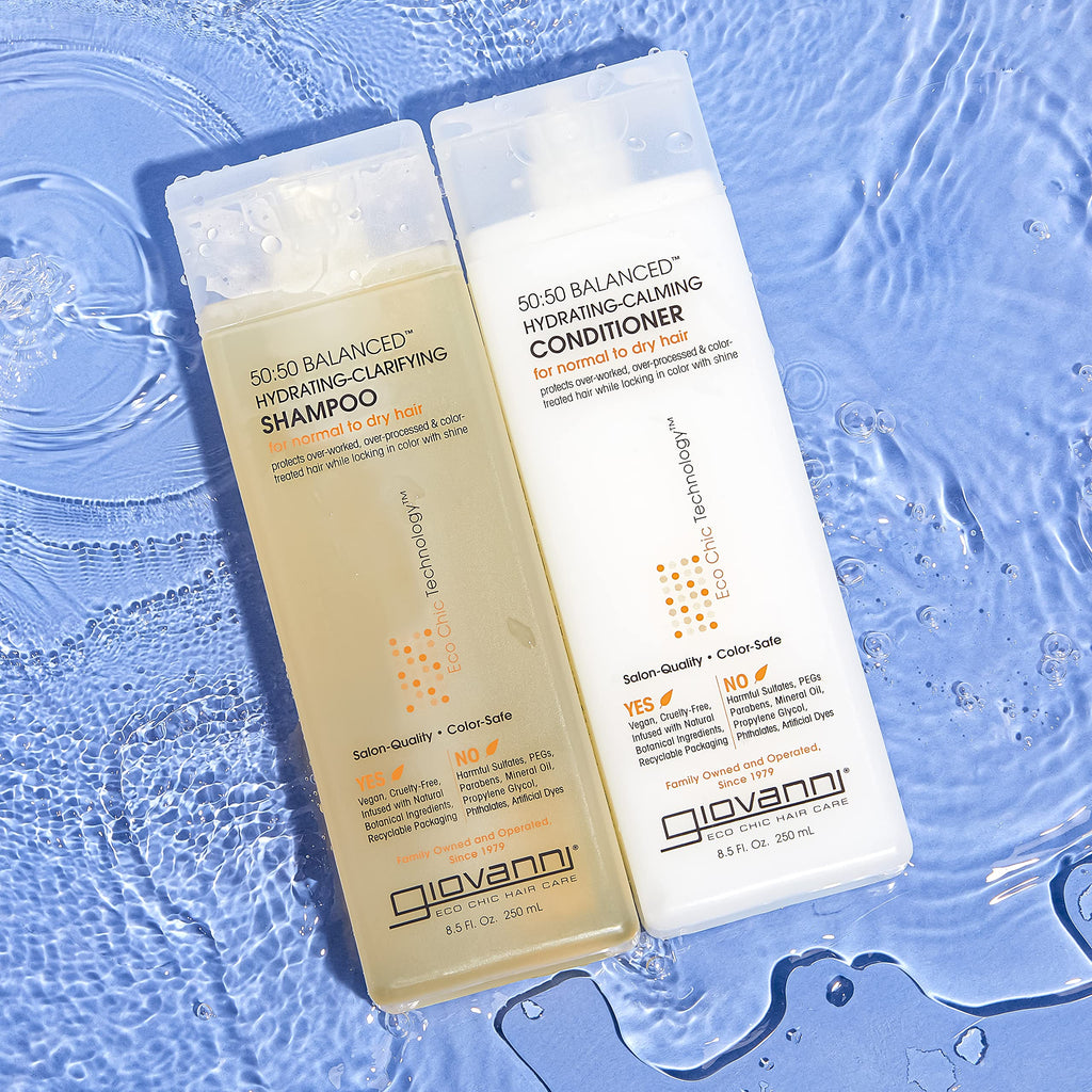 GIOVANNI 50:50 Balanced Shampoo & Conditioner Set – Hydrating, Calming, Color-Safe, Cruelty-Free (24 oz Each)