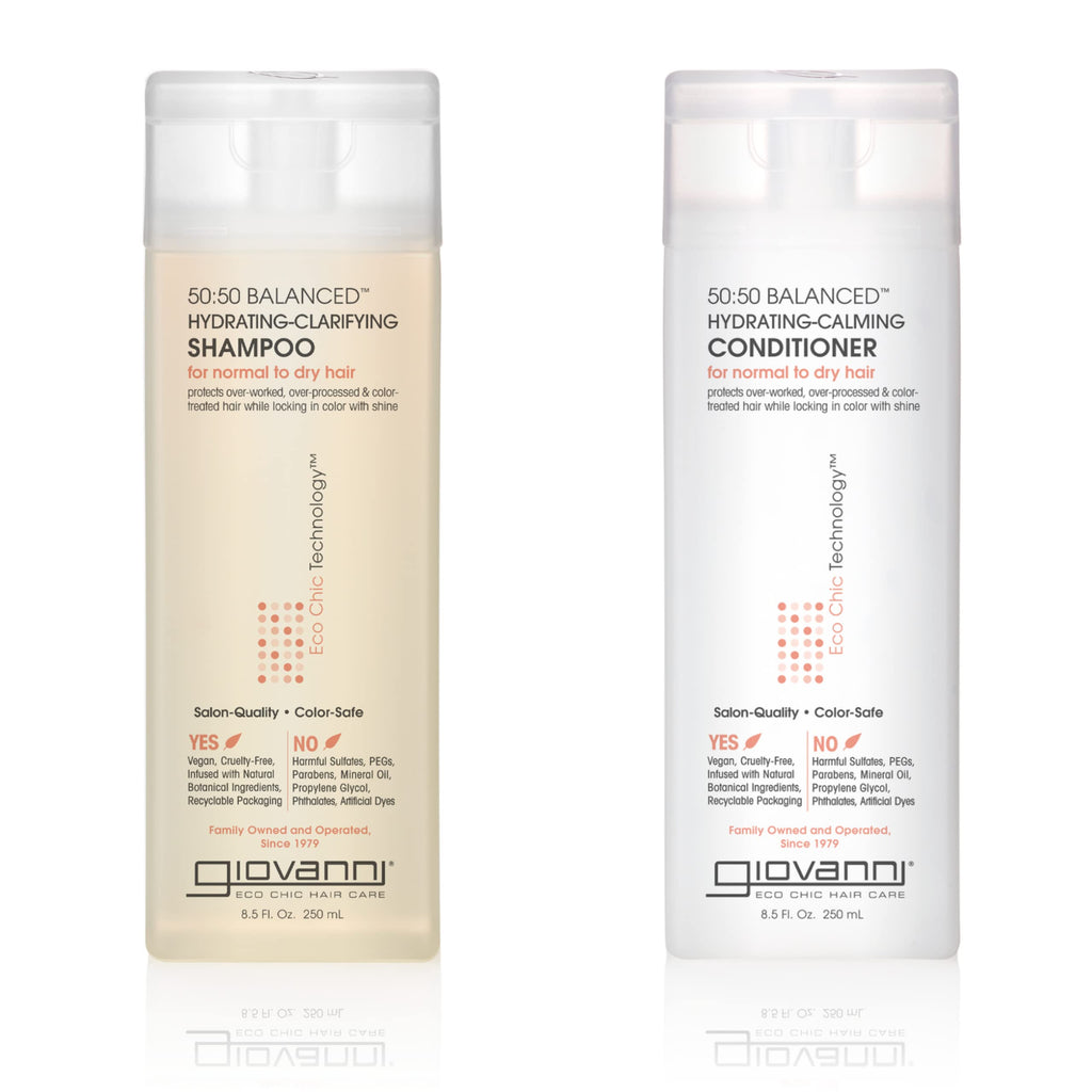 GIOVANNI 50:50 Balanced Hydrating Clarifying Shampoo & Calming Conditioner Set – 8.5 oz Each