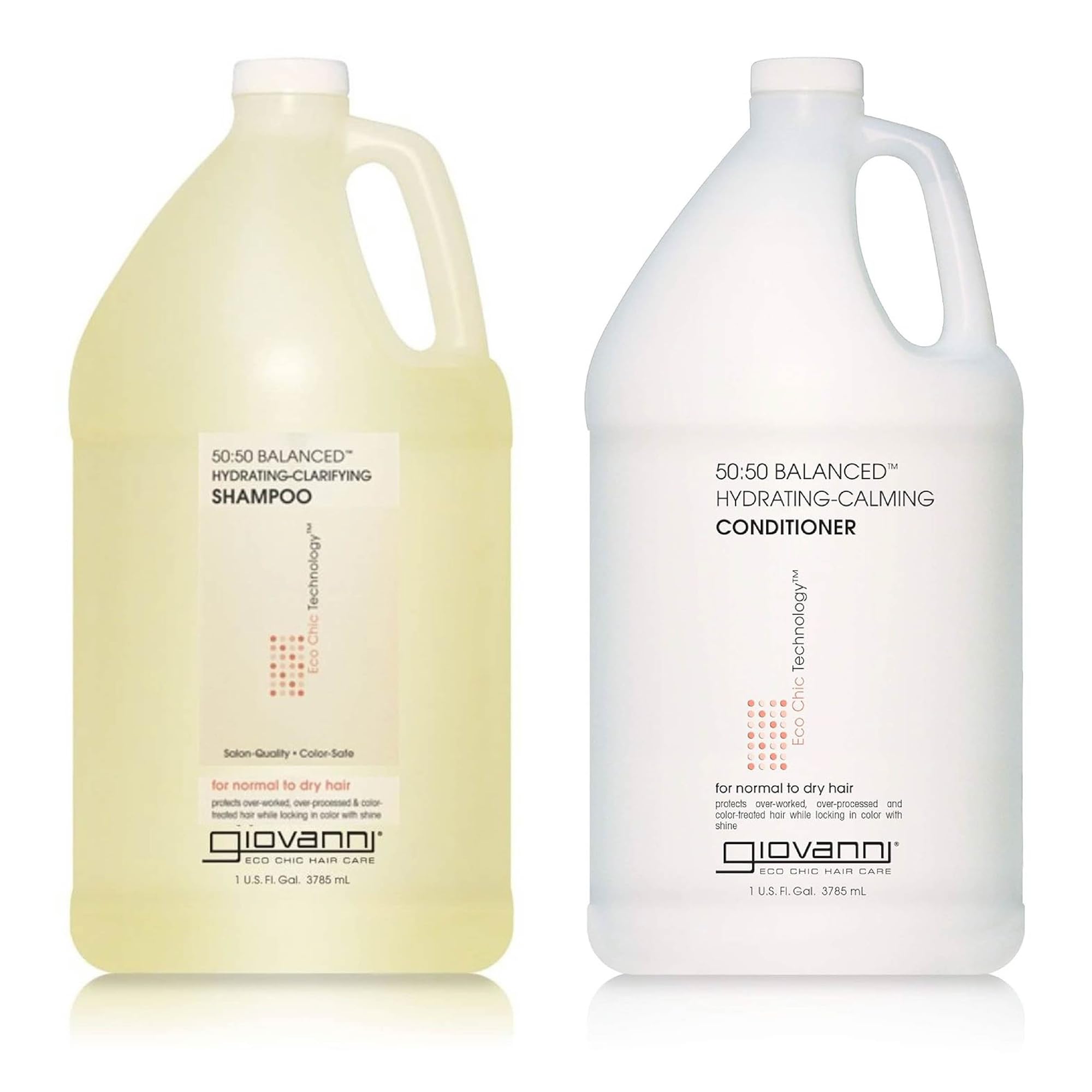 GIOVANNI Eco Chic 50:50 Balanced Hydrating Shampoo & Conditioner Set - pH Balanced, Color Safe, Paraben Free, 1 gal (2 Pack)