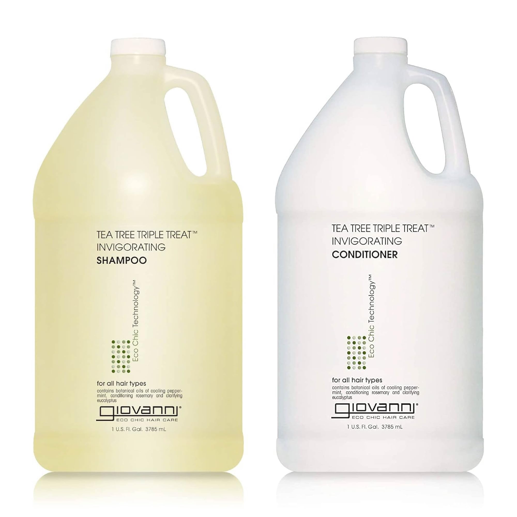 GIOVANNI Tea Tree Triple Threat Shampoo & Conditioner Set – Peppermint & Eucalyptus, 1 gal (2 Pack)