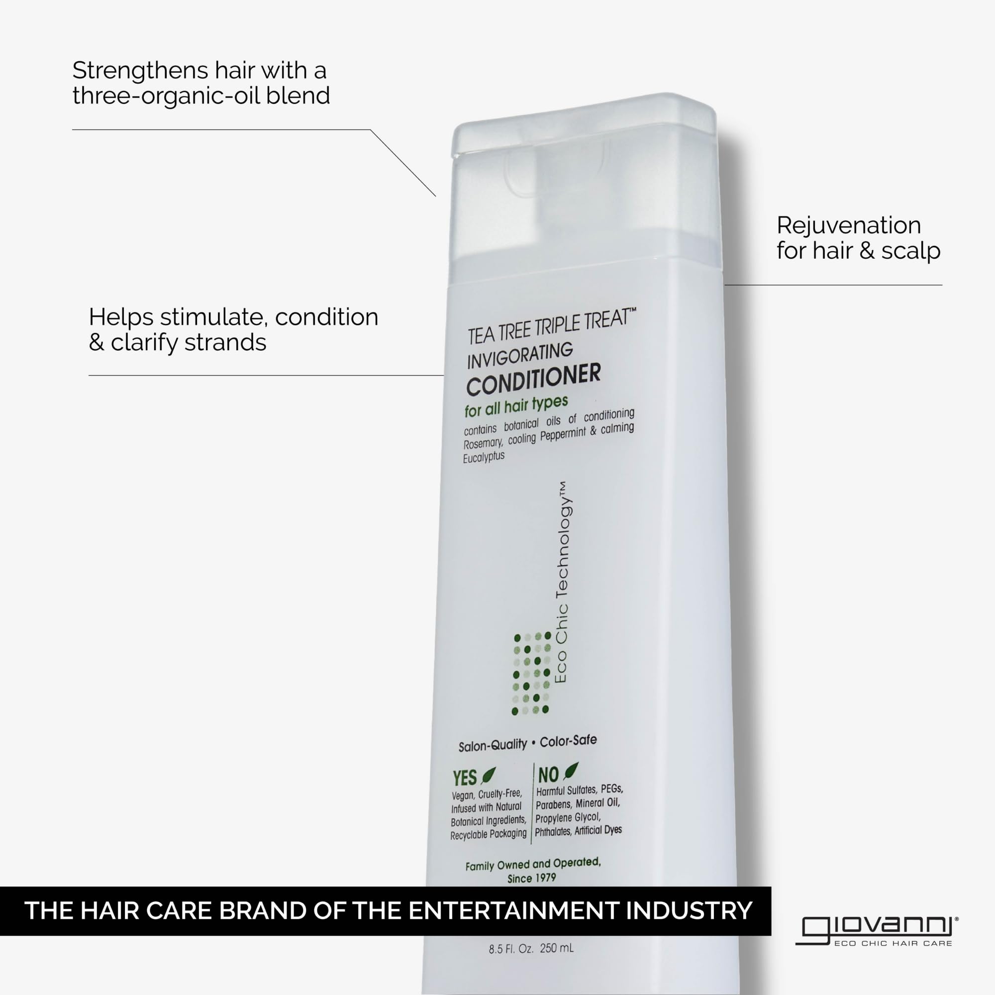 GIOVANNI Tea Tree Triple Treat Invigorating Conditioner - Peppermint, Eucalyptus, Rosemary | 128 oz