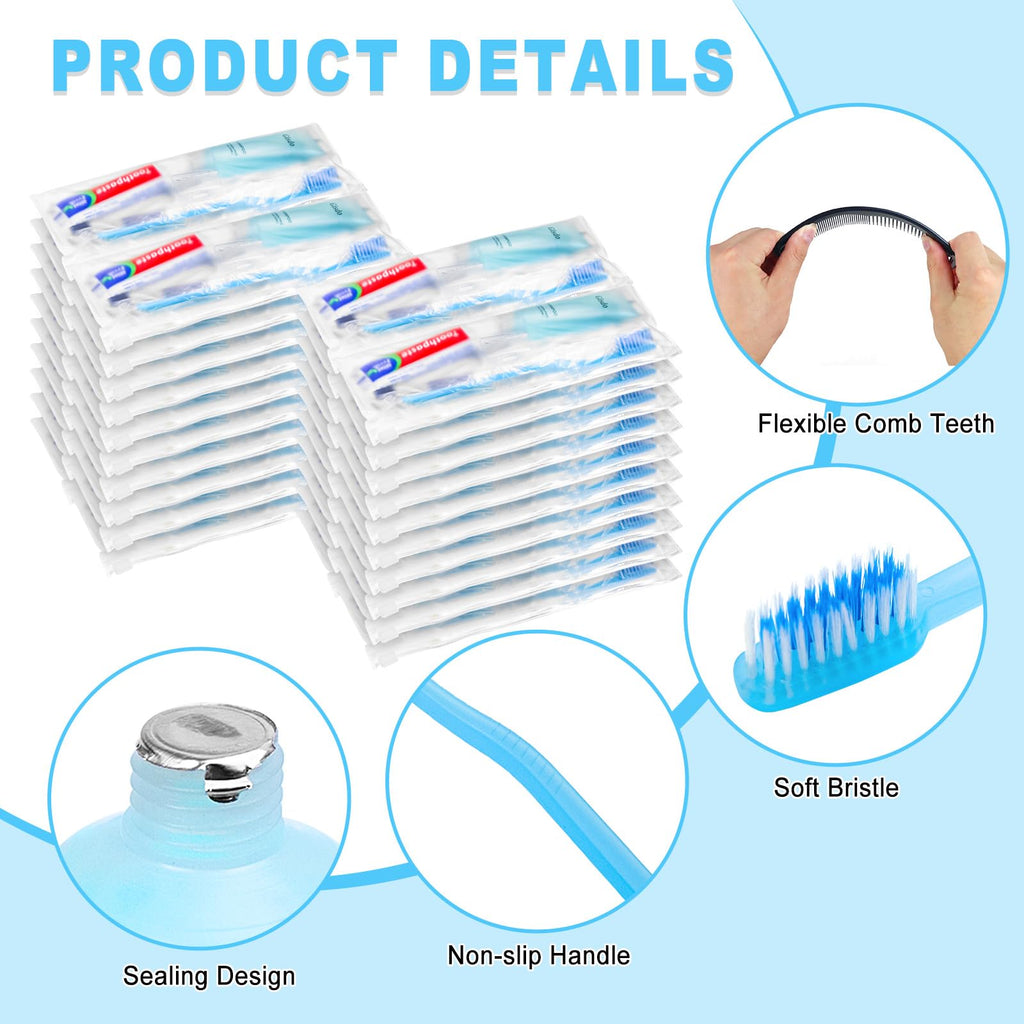 Gisdo 50-Pack Basic Toiletry Kits | 10-in-1 Travel Hygiene for Men & Women