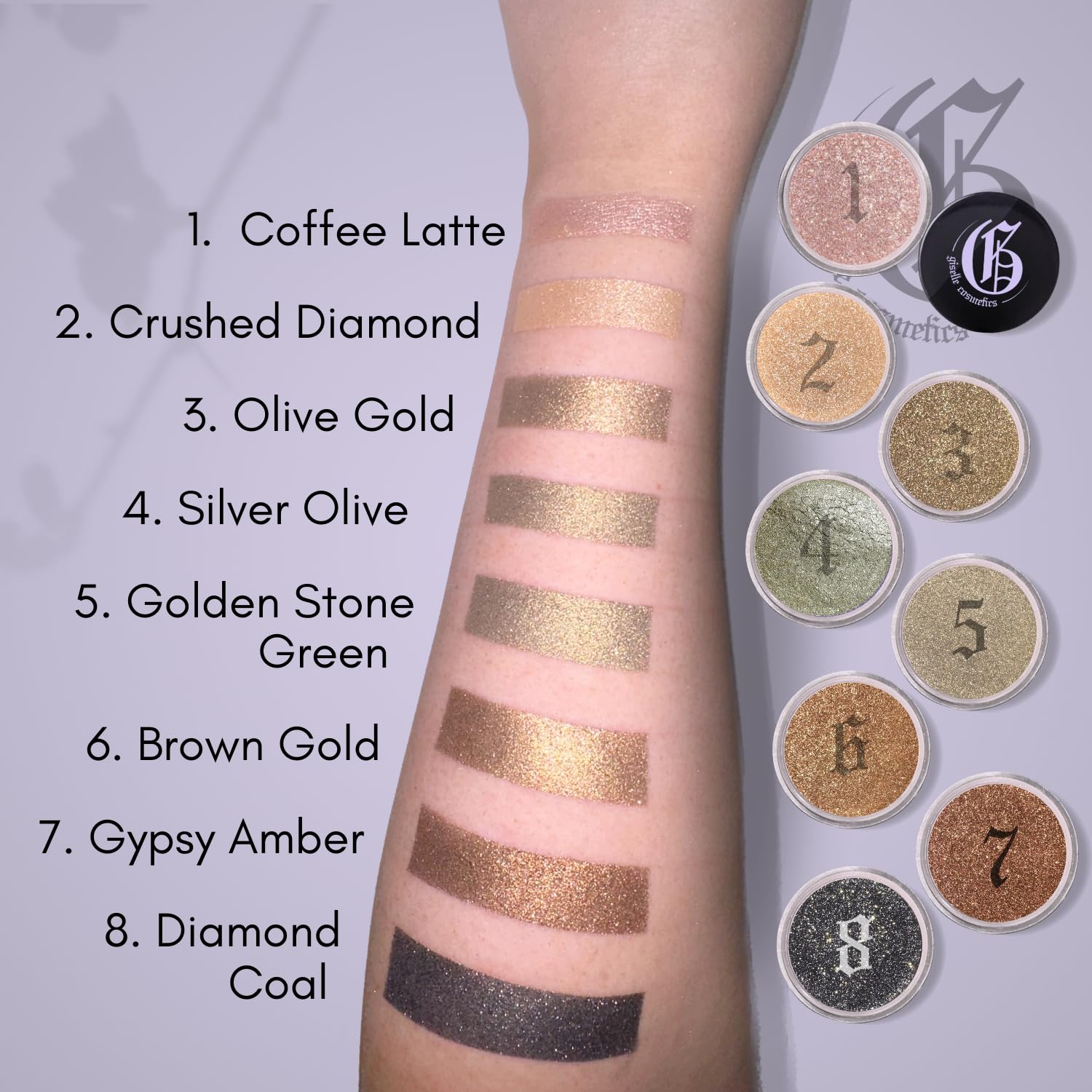 Giselle Cosmetics Brown Gold Loose Mineral Eye Shadow – Organic, Talc-Free, Iridescent Glitter