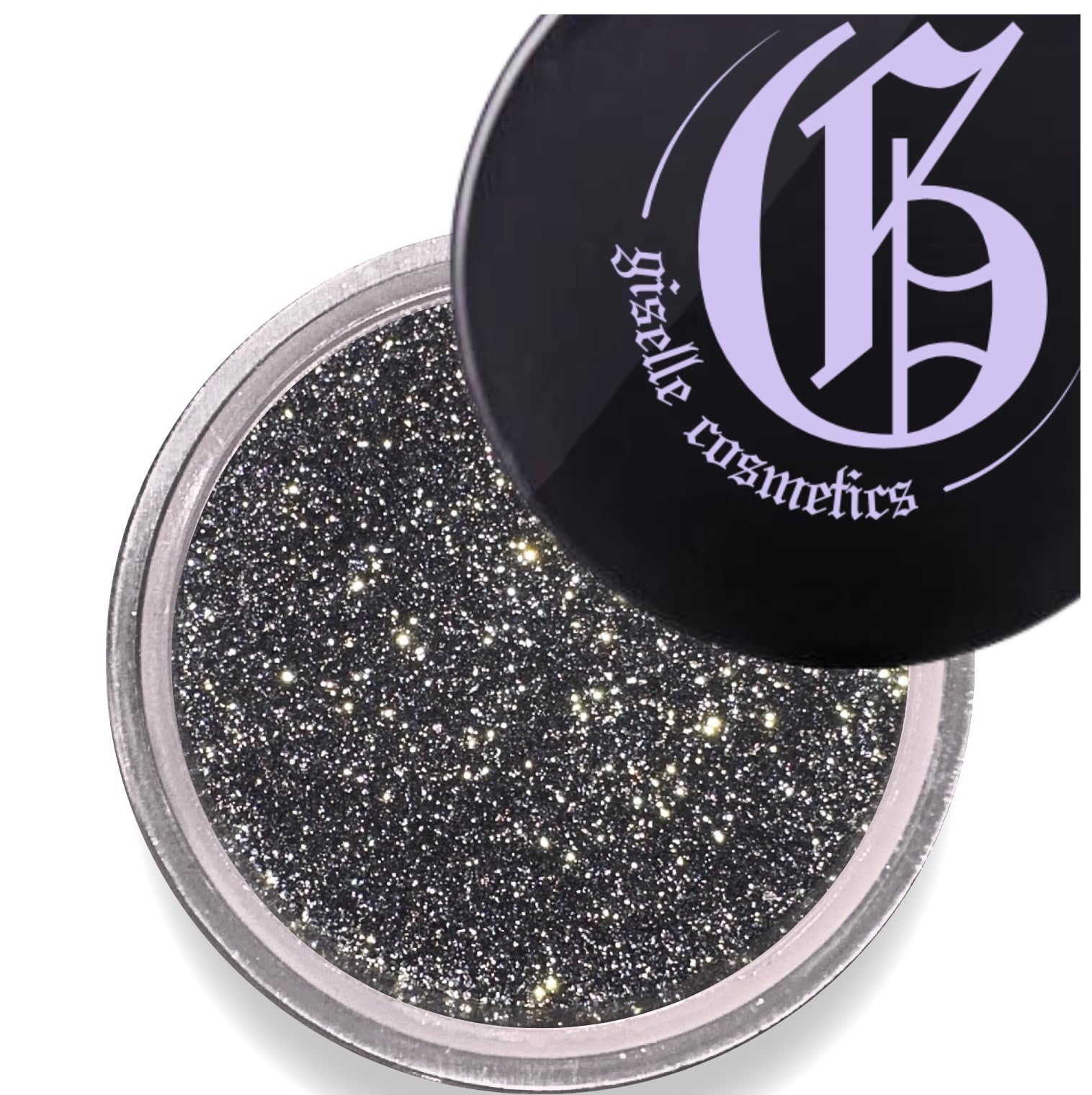 Giselle Cosmetics Diamond Coal Eye Shadow – Organic Mineral Glitter, Talc-Free Black & Silver Duochrome