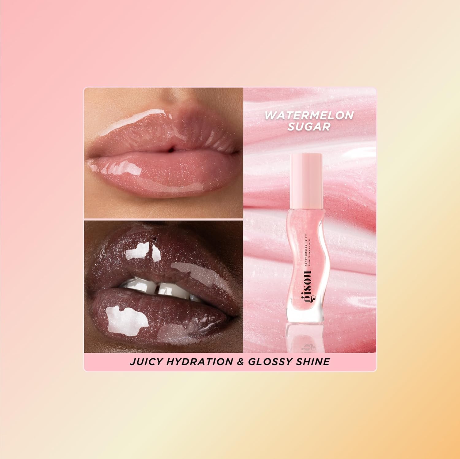 Gisou Honey Gloss On The Go Travel Set | Wildflower Honey Hair Perfume, Watermelon Sugar Lip Oil, Hair Oil