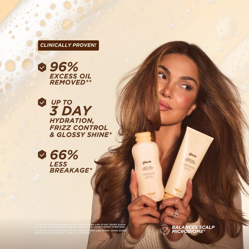 Gisou Honey Gloss Ceramide Therapy Hydrating Shampoo – Deep Cleanse, Hydration & Shine with Fermented Mirsalehi Honey