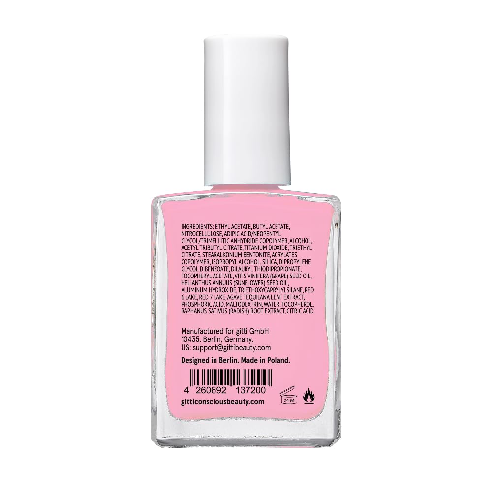 gitti Plant-based Nail Polish Solar Pink 031 – Non-Toxic, 30-Free, Vegan, Cruelty-Free, Glossy Color (0.5 fl oz)