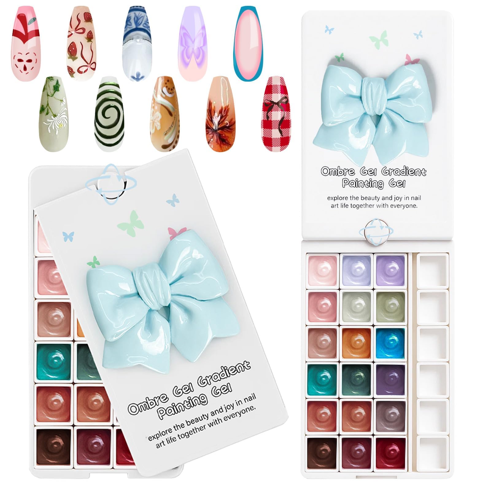 GJYUQHUA 18-Color Pat Pat Gel Polish & Tools Kit – Ombre Gel Palette, UV/LED Gradient Art