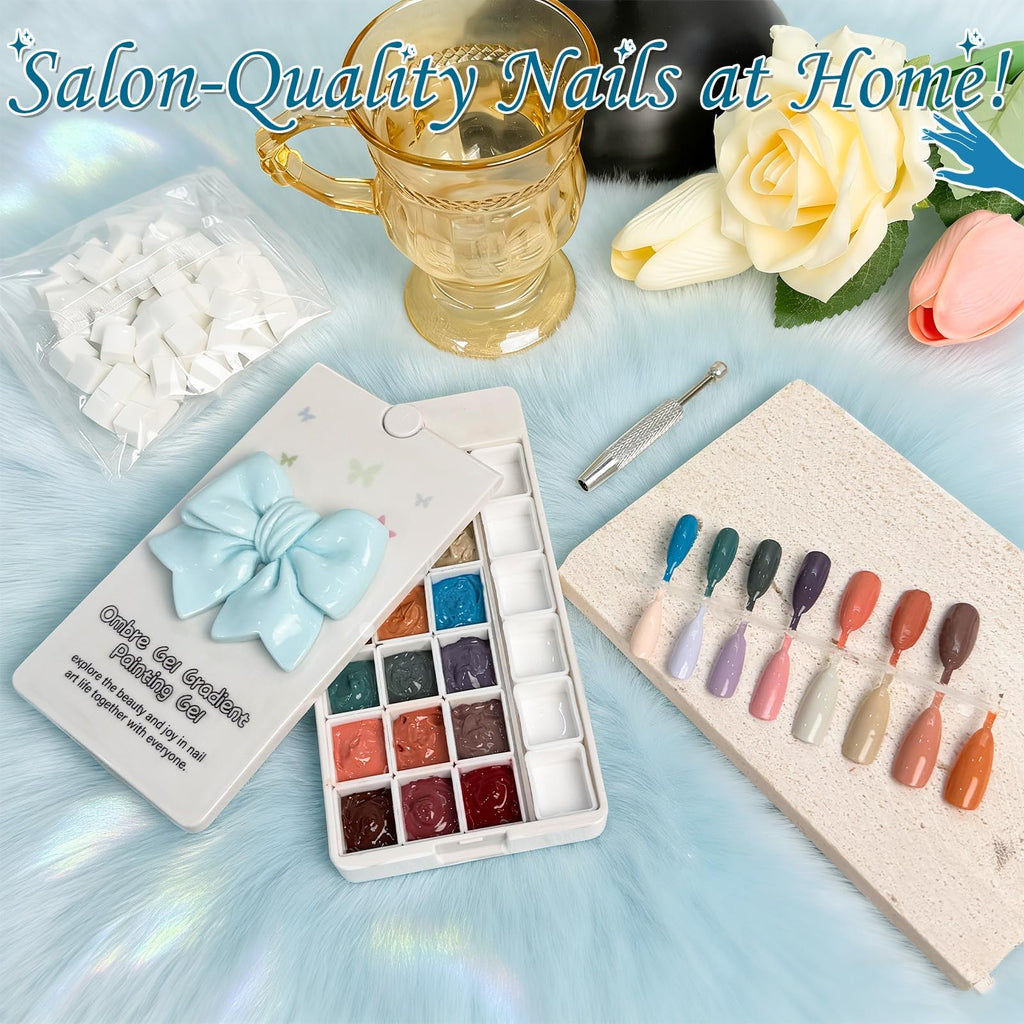 GJYUQHUA 18-Color Pat Pat Gel Polish & Tools Kit – Ombre Gel Palette, UV/LED Gradient Art
