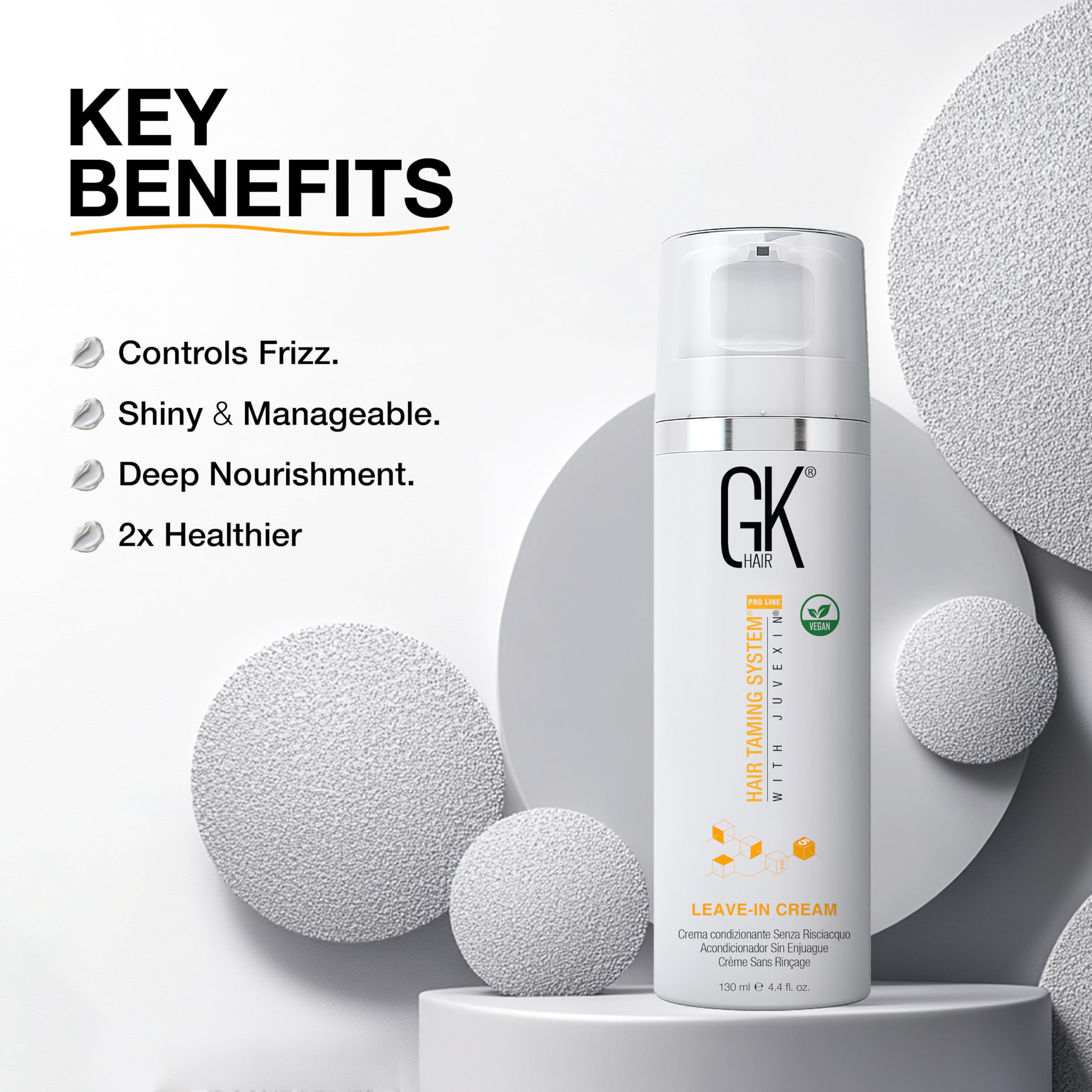 GK HAIR Vegan Leave-In Conditioner for Dry & Damaged Hair (130ml) | Hydration & Frizz Control