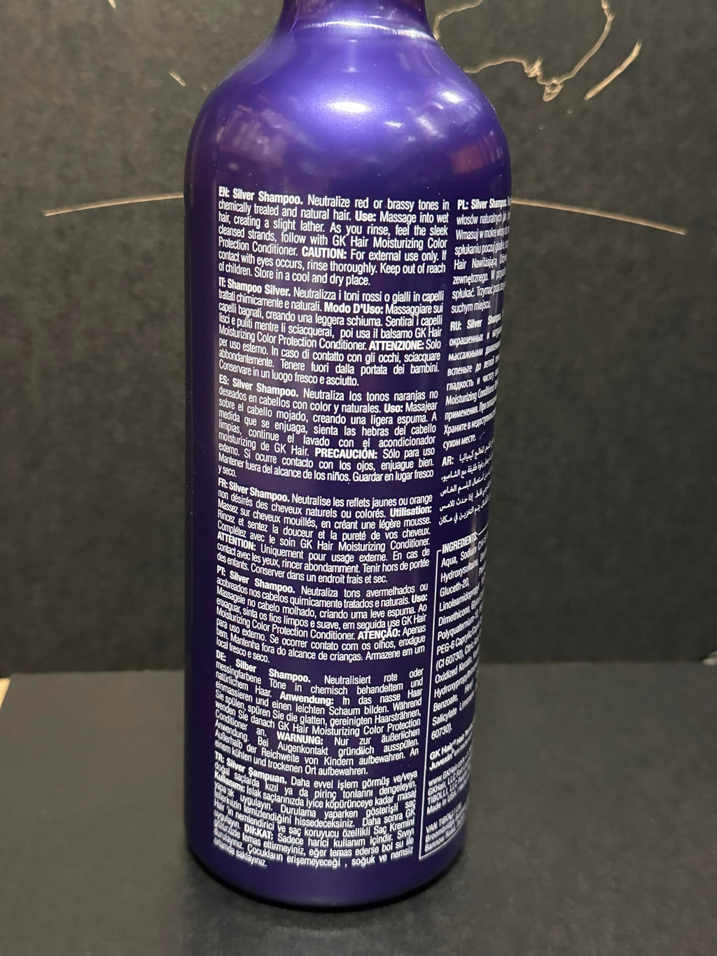 GK Hair Silver Bombshell Purple Shampoo 24 oz for Blonde and Gray Hair