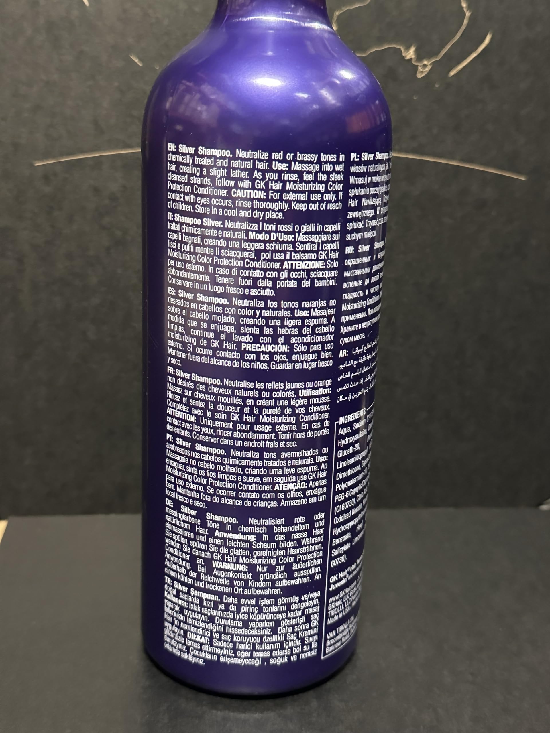 GK Hair Silver Bombshell Purple Shampoo 24 oz for Blonde and Gray Hair