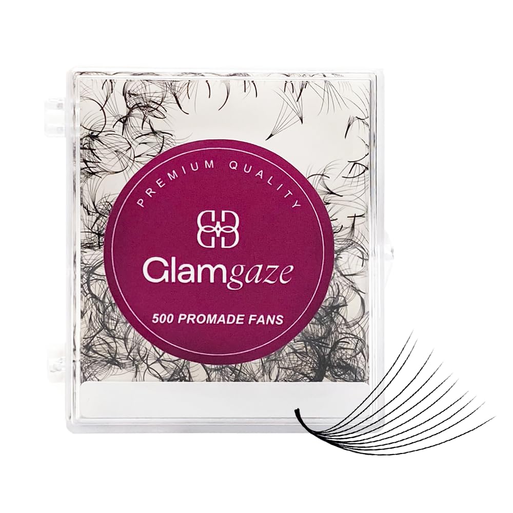 Glamgaze 500 Promade Lash Fans – 3D to 16D Premade Volume, 0.05-0.07mm, 8-17mm