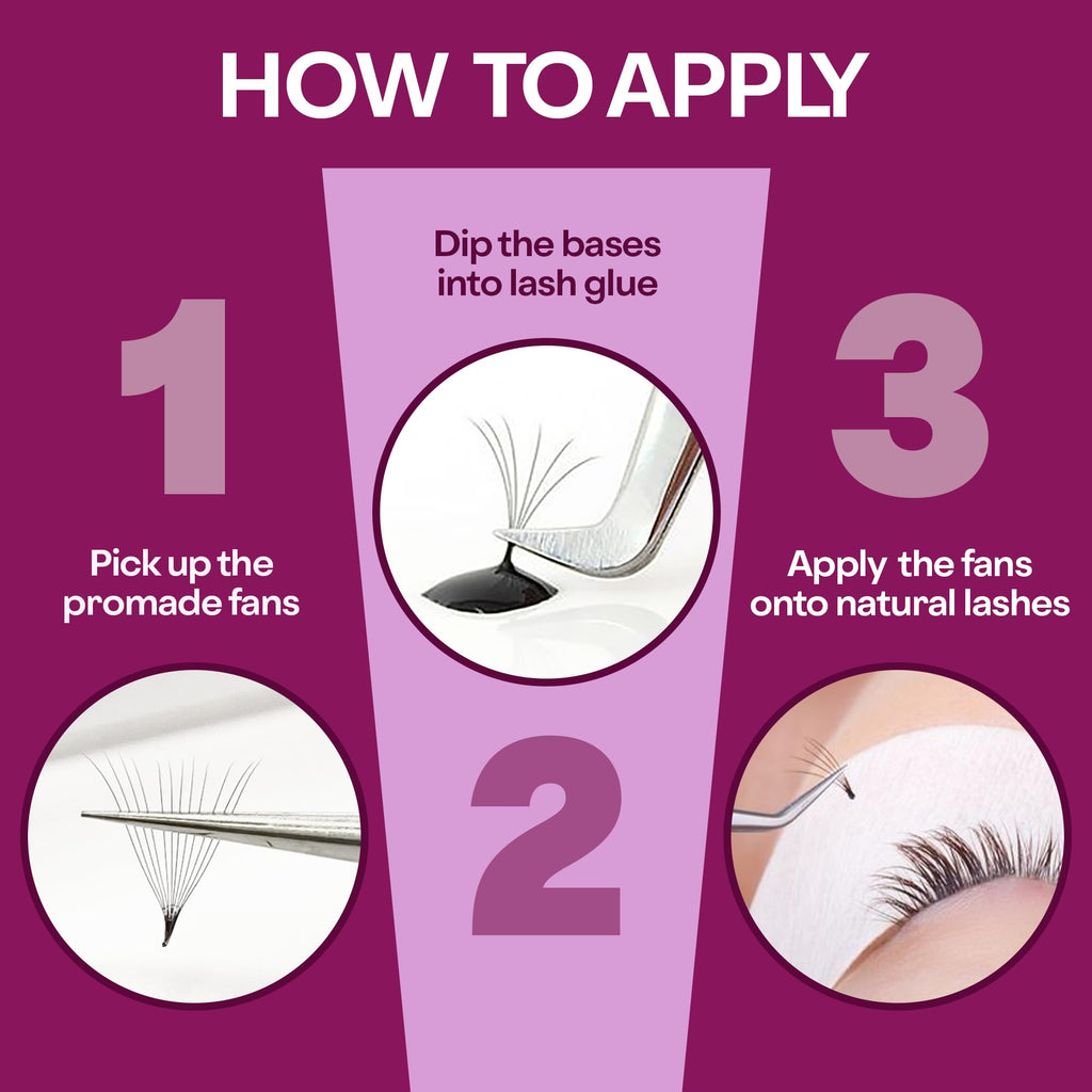 Glamgaze GLAMGAZE 800 Promade Fans – 8-15mm Mixed Lengths, 5D–16D, C/CC/D Curl, 0.05–0.07mm