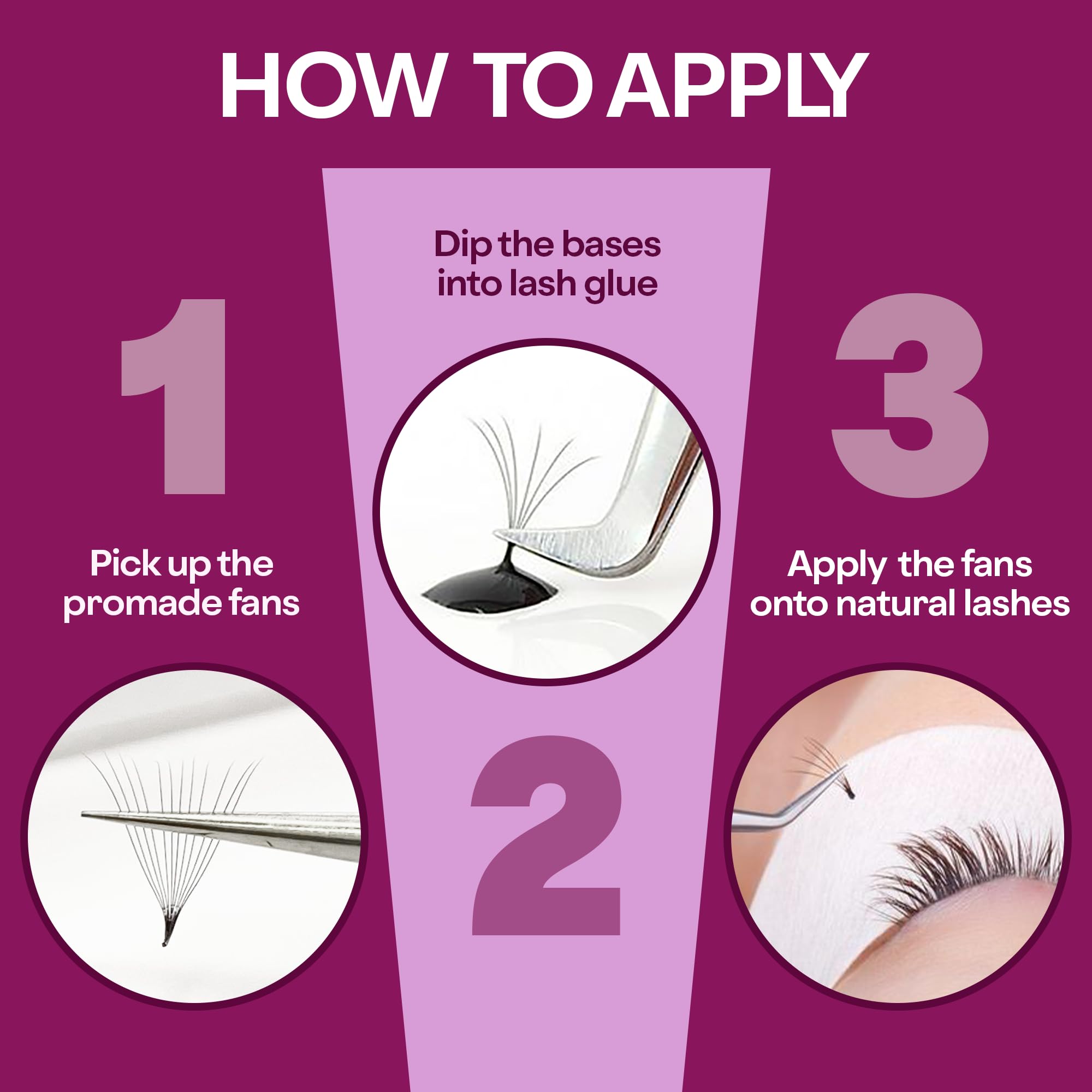 Glamgaze GLAMGAZE 500 Promade Fans – 3D to 16D Volume Lashes, 0.05–0.07mm, 8–17mm