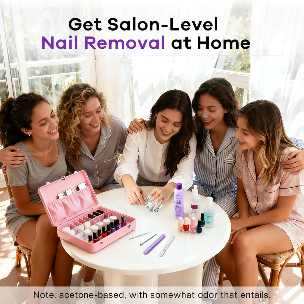 Glamonade Acetone Nail Polish Remover Kit | Gel Removal Kit with Tools & Cuticle Oil