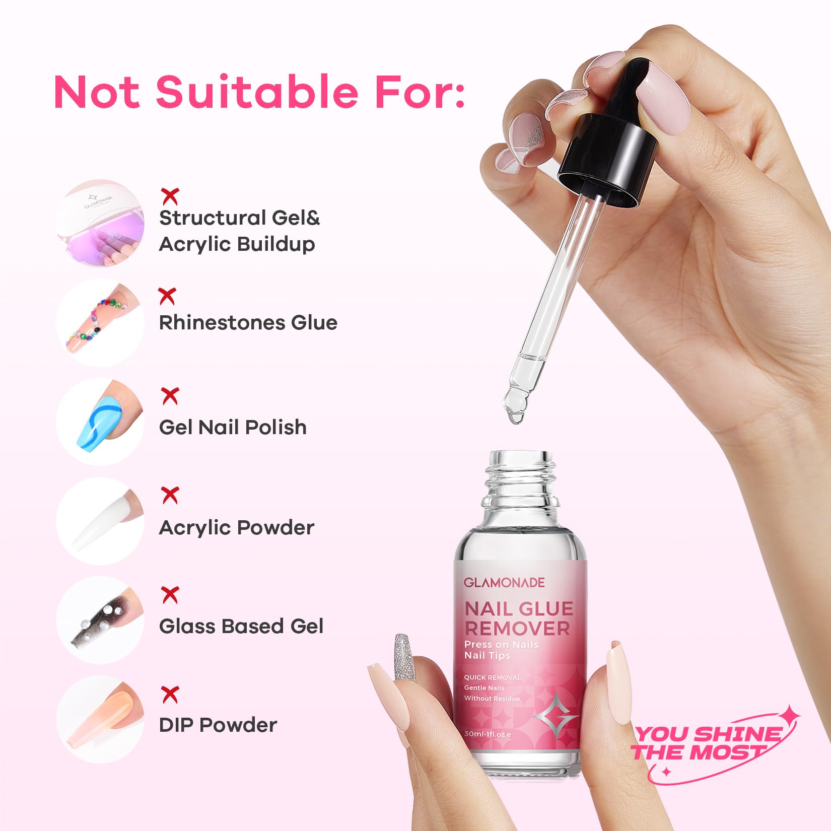 Glamonade Press-On Nail Glue Remover – Quick 60–90s, Non-Acetone, 30ml