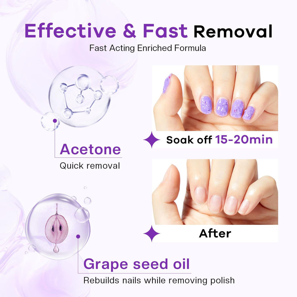 Glamonade Acetone Nail Polish Remover Kit | Gel Removal Kit with Tools & Cuticle Oil
