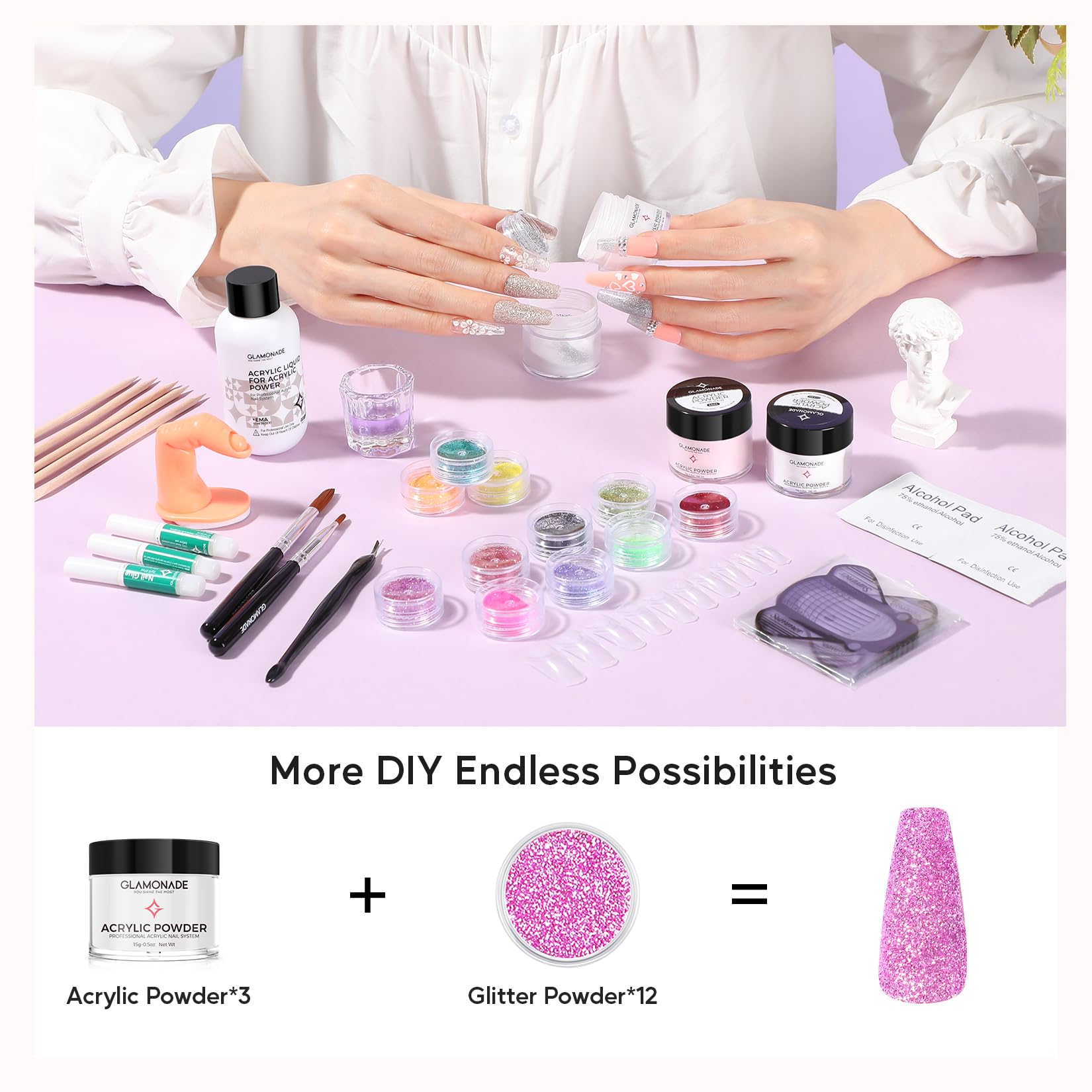 Glamonade Nail Kit Acrylic Set for Beginners | Professional Starter Supplies