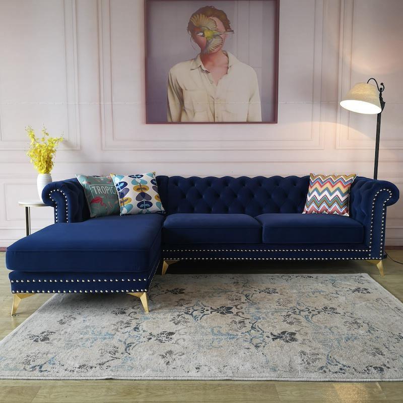 Glamour Three Seater Corner Sofa, Velvet