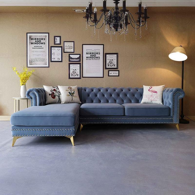 Glamour Three Seater Corner Sofa, Velvet