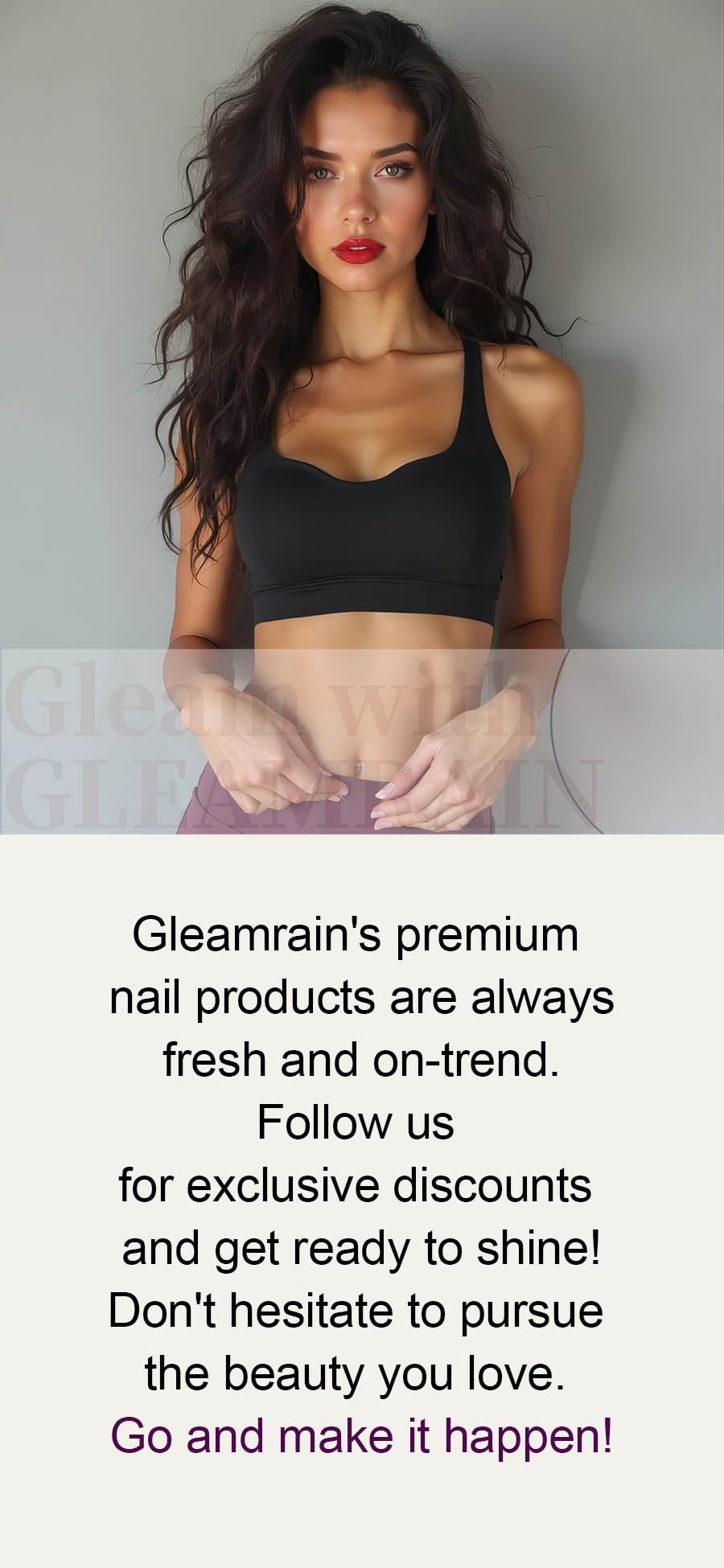 Gleamrain Almond Handmade Press-On Nails – Medium Length Nude Floral French Tip