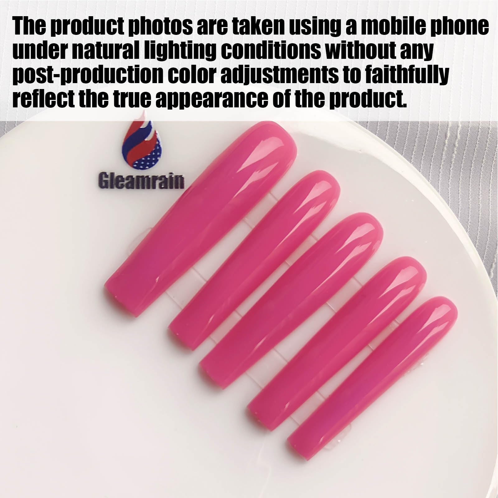 Gleamrain Xxl Press-On Nails Square Magenta – 10pcs M Size Pattern 1111