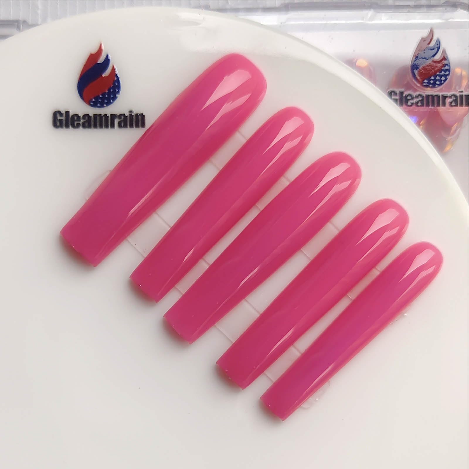 Gleamrain Xxl Press-On Nails Square Magenta – 10pcs M Size Pattern 1111