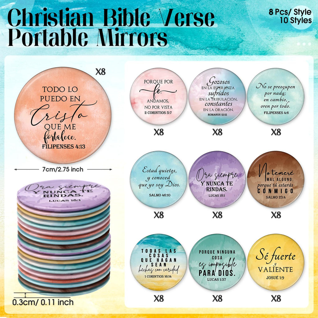 GlikCeil 80 Pcs Bible Verse Compact Mirrors – Inspirational Pocket Mirrors for Women