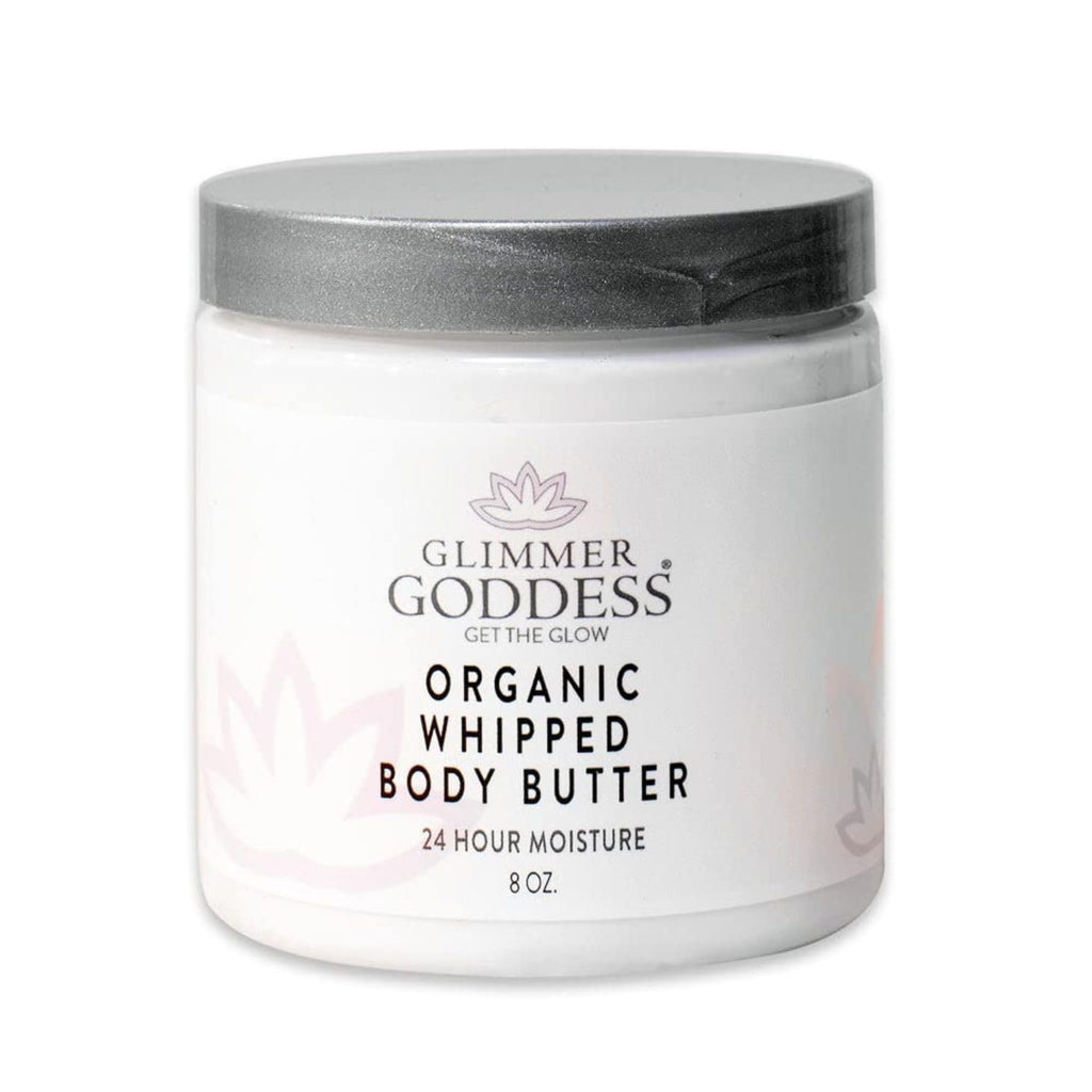 Glimmer Goddess Organic Whipped Body Butter – Peach Belini, 8oz (Shea & Cocoa Butter, Almonds & Coconut Oil)