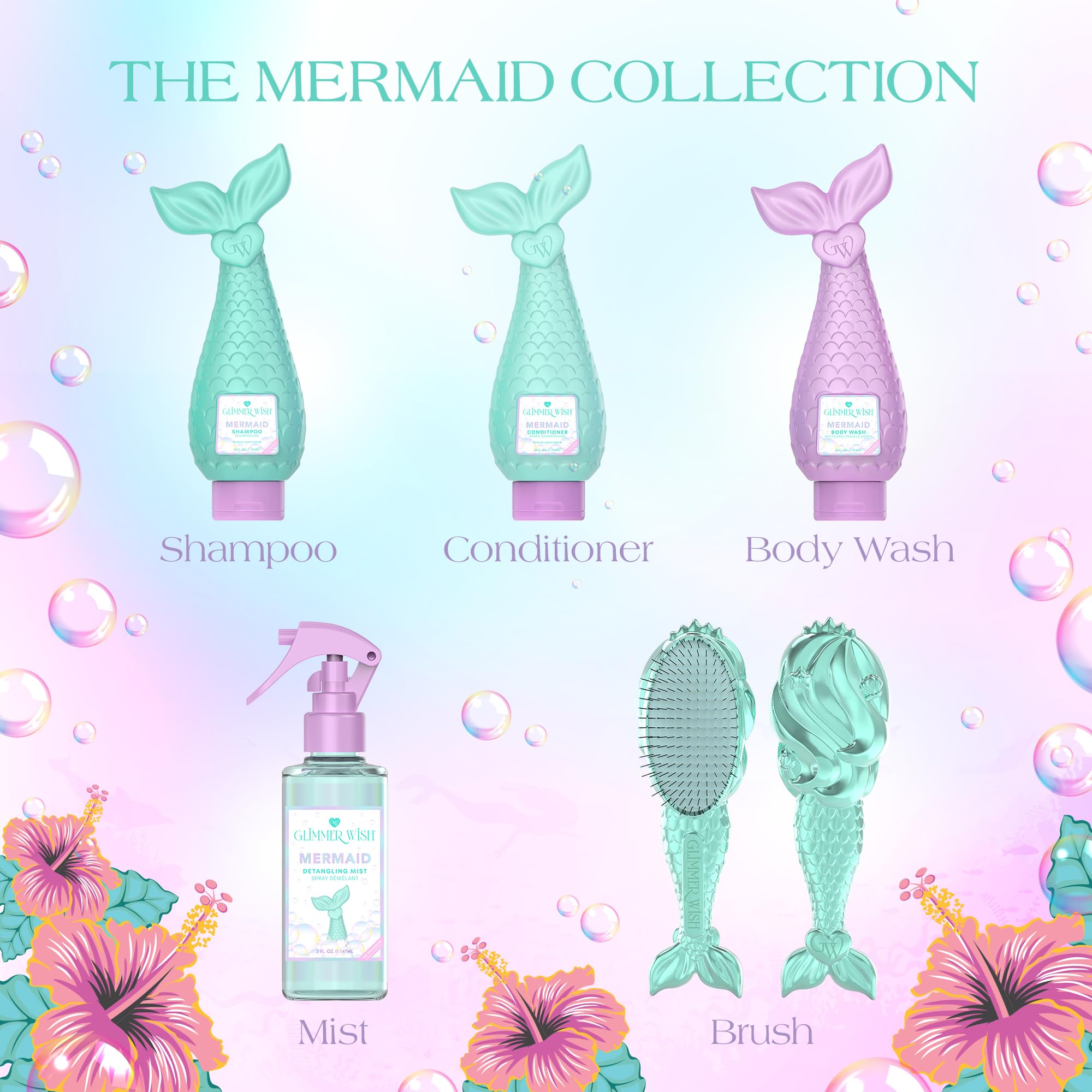 Glimmer Wish Mermaid Kids Conditioner - Paraben & Sulfate Free, Strong & Smooth Hair, 12 oz