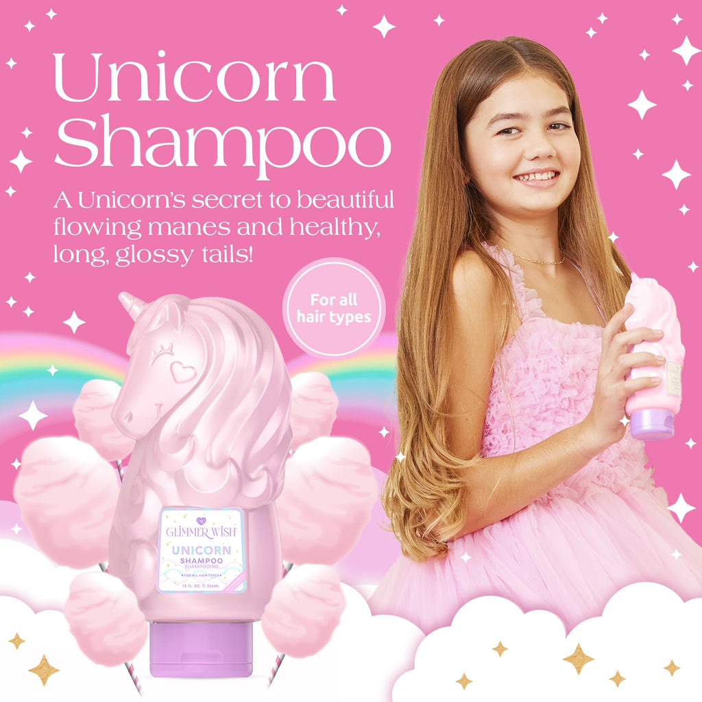 Glimmer Wish Unicorn Kids Shampoo – Sulfate Free, Paraben Free, Cotton Candy Scent, 12 oz